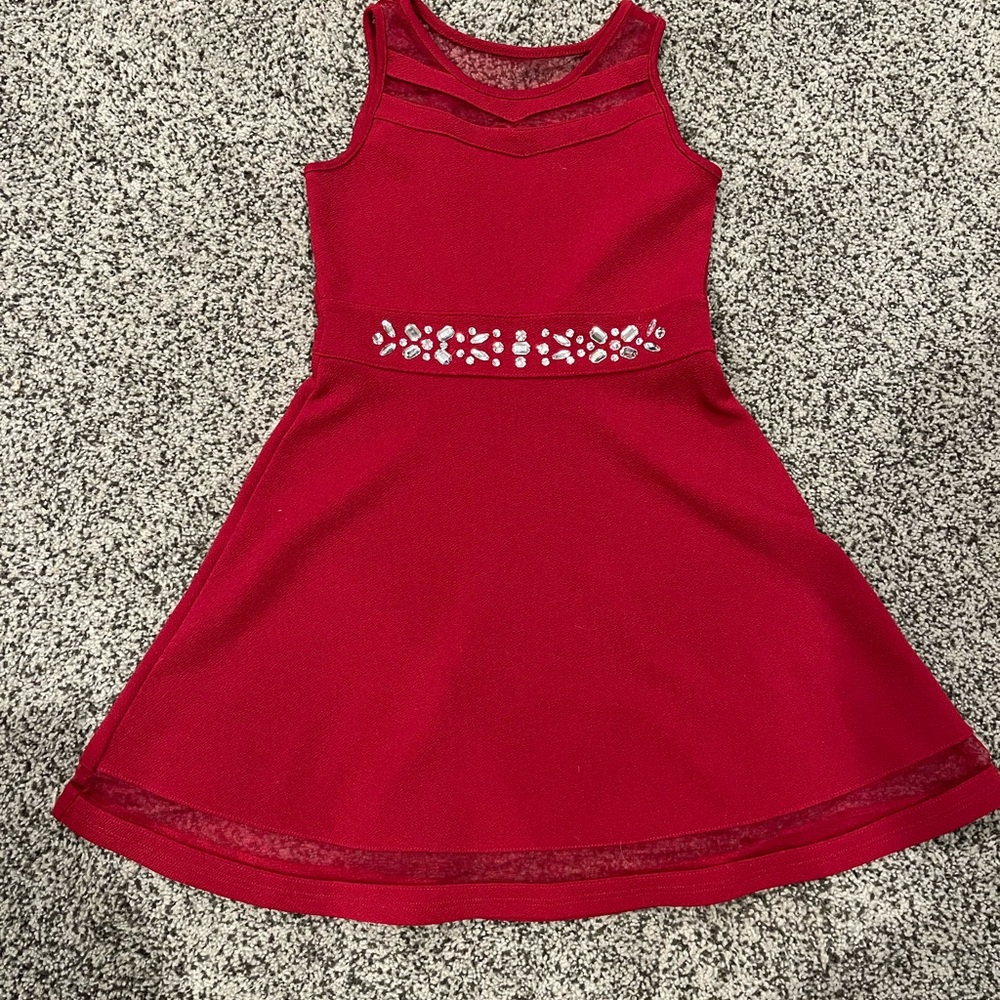 Place Red Formal Kids Dress with Embellishments